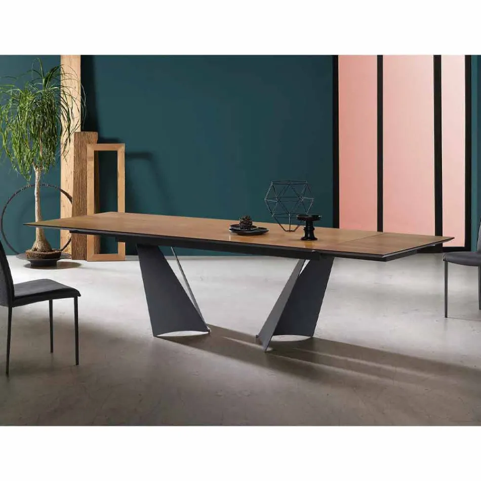 Tavolo Design Allungabile Fino a 294 cm in Legno e Metallo Made in Italy - Nuzzo Viadurini