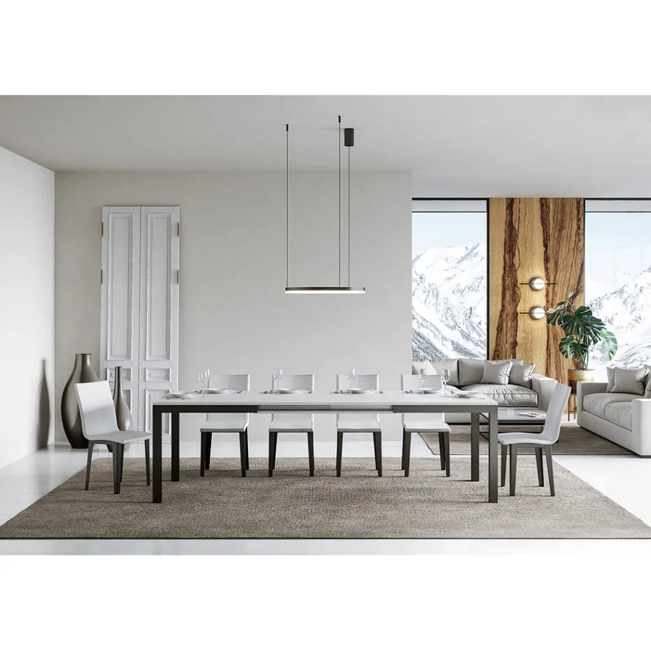 Tavolo Design con Piano in Legno Allungabile Fino a 440 cm Made in Italy - Foxy Viadurini