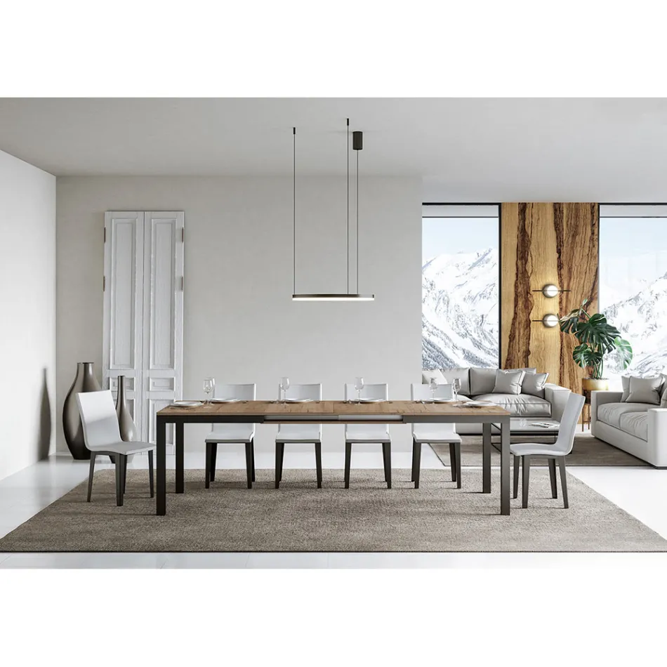 Tavolo Design con Piano in Legno Allungabile Fino a 440 cm Made in Italy - Foxy Viadurini