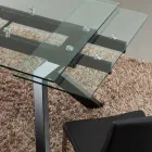 Tavolo di design allungabile in metallo e vetro temperato Mesa Viadurini