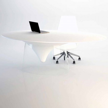 Tavolo di design con base in cristallo prodotto in Italia, Teggiano Viadurini
