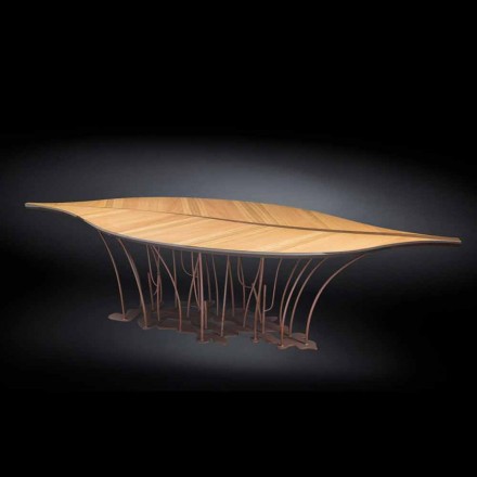 Tavolo di design impiallacciato rovere e legno di noce Fenice Viadurini