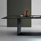 Tavolo di Design in Ceramica Noir Desir Opaco e Metallo Made in Italy – Moro Viadurini