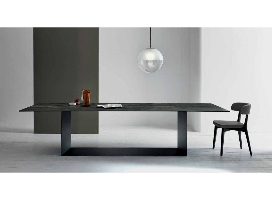 Tavolo di Design in Ceramica Noir Desir Opaco e Metallo Made in Italy – Moro Viadurini