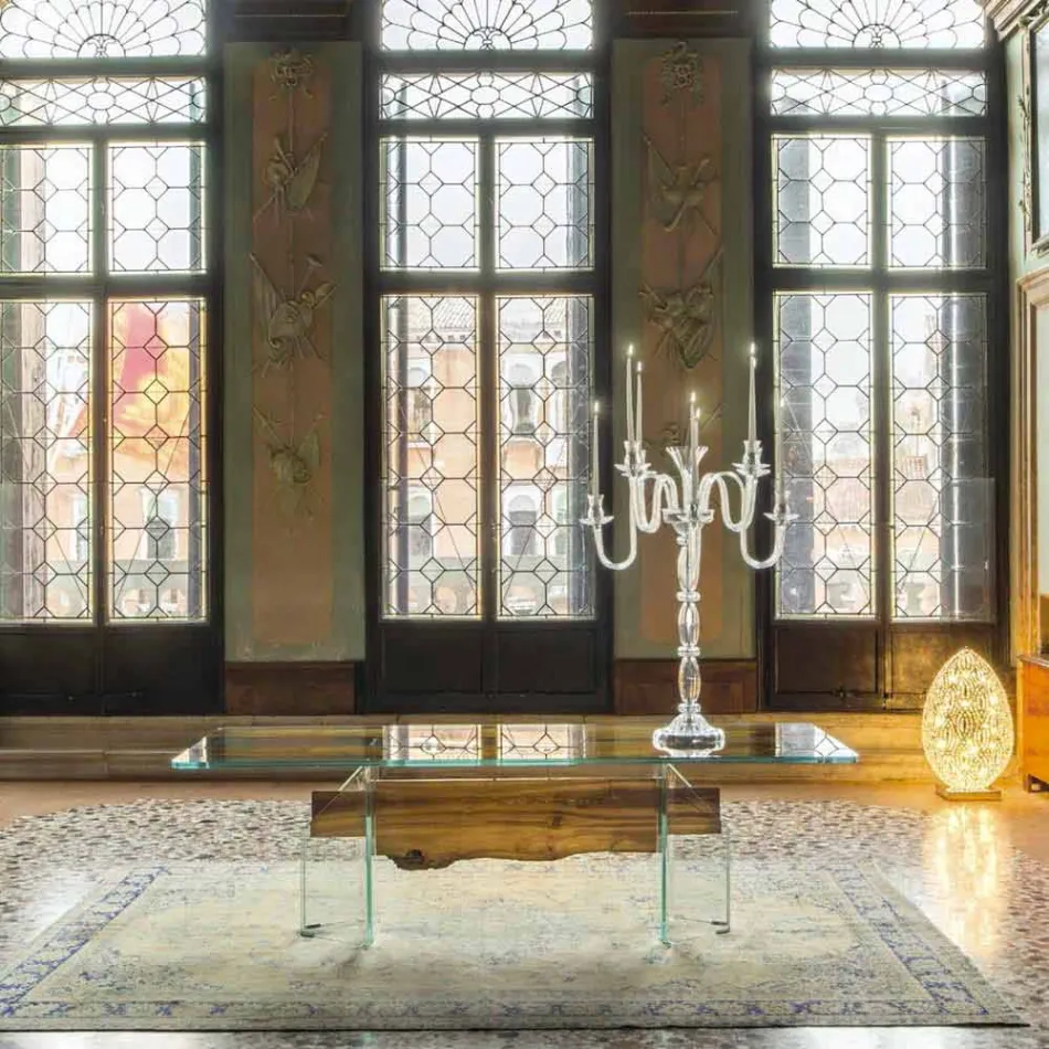 Tavolo di design in legno di briccola veneziana e vetro Venezia  Viadurini