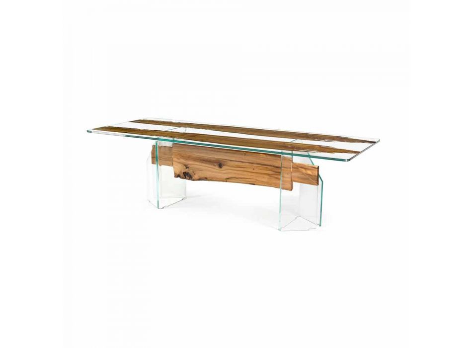 Tavolo di design in legno di briccola veneziana e vetro Venezia  Viadurini