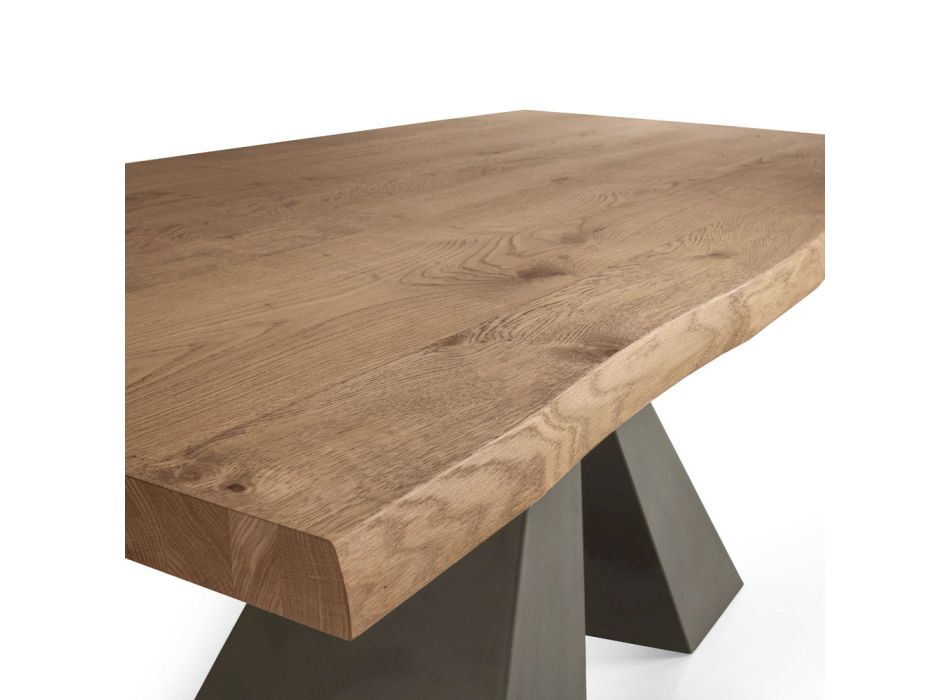 Tavolo di Design in Legno Impiallacciato e Acciaio Made in Italy – Dalmata Viadurini