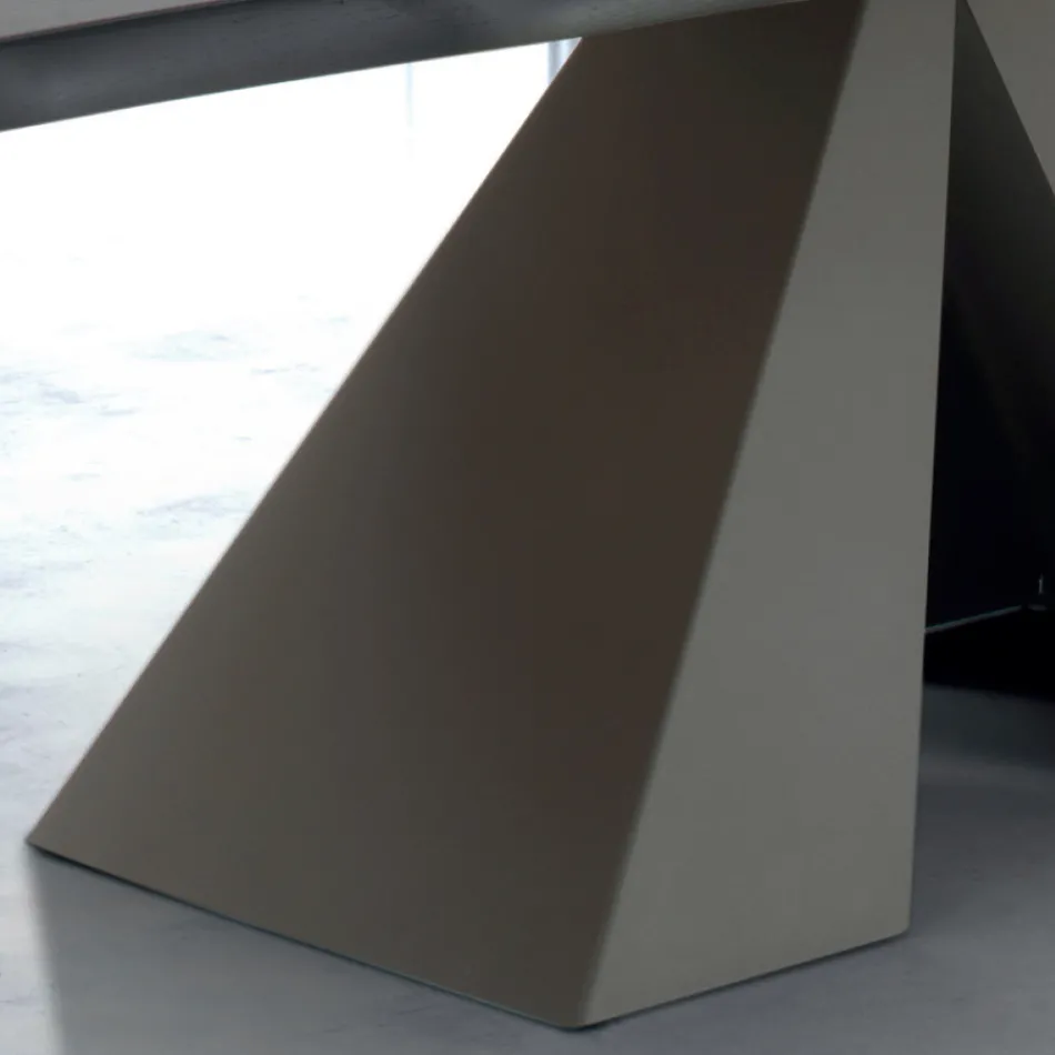 Tavolo di Design in Legno Impiallacciato e Acciaio Made in Italy – Dalmata Viadurini