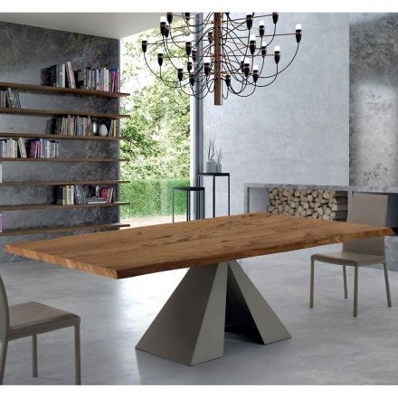 Tavolo di Design in Legno Impiallacciato e Acciaio Made in Italy – Dalmata Viadurini
