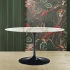 Tavolo Eero Saarinen H 73 con Piano Ovale in Marmo Caracatta Oro Made in Italy - Scarlet Viadurini