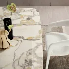 Tavolo Fisso 210x110 cm con Piano in Ceramica Effetto Marmo - Tano Viadurini