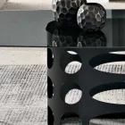 Tavolo Fisso 210x110 cm con Piano in Vetro Liscio Fumè Made in Italy - Tano Viadurini