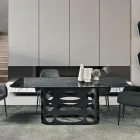 Tavolo Fisso 210x110 cm con Piano in Vetro Martellato Made in Italy - Tano Viadurini