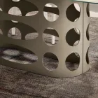 Tavolo Fisso 210x110 cm con Piano in Vetro Rigato Made in Italy - Tano Viadurini