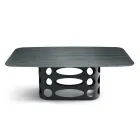 Tavolo Fisso 210x110 cm con Piano in Vetro Rigato Made in Italy - Tano Viadurini