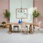 Tavolo Fisso 240x100 cm in Legno di Pino Naturale Invecchiato - Africo Viadurini