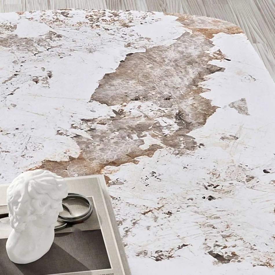 Tavolo Fisso 300x120 cm in Metallo e Piano in Pietra Sinterizzata - Valmira Viadurini