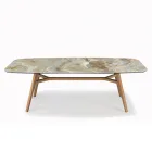 Tavolo Fisso a Botte con Base in Frassino Tinta Noce Canaletto Made in Italy - Nord  Viadurini