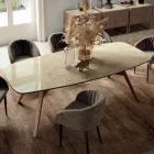 Tavolo Fisso a Botte con Base in Frassino Tinta Noce Canaletto Made in Italy - Nord  Viadurini