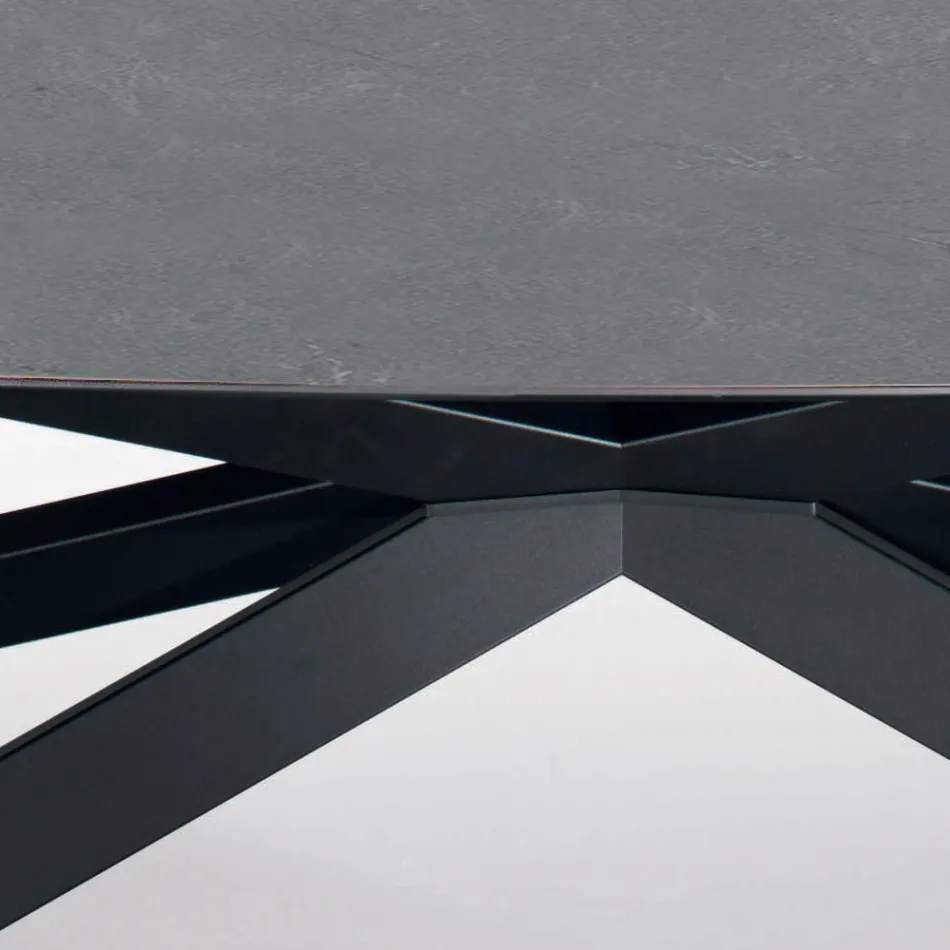 Tavolo Fisso a Botte con Piano in Laminato e Acciaio Made in Italy - Grotta  Viadurini