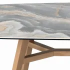 Tavolo Fisso a Botte in Ceramica e Legno di Frassino Made in Italy - Nord  Viadurini