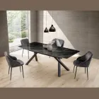 Tavolo Fisso a Botte in Laminam Calacatta Black Lucido - Dialogo Viadurini