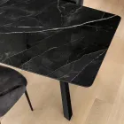 Tavolo Fisso a Botte in Laminam Calacatta Black Lucido - Dialogo Viadurini