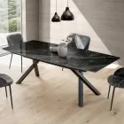 Tavolo Fisso a Botte in Laminam Calacatta Black Lucido - Dialogo Viadurini
