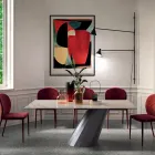 Tavolo Fisso con Base in Acciaio e Piano in Ceramica Made in Italy - Pantaloni Viadurini