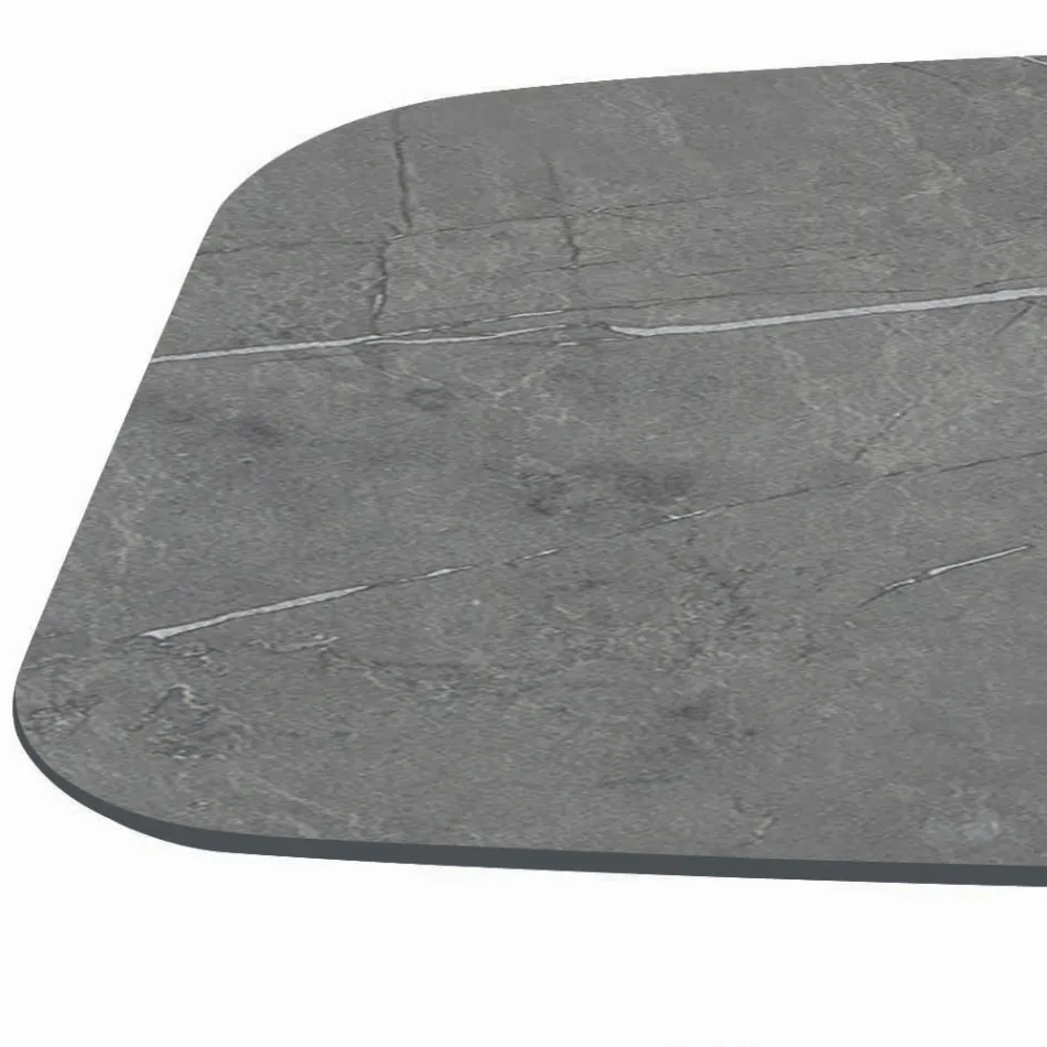 Tavolo Fisso con Base in Acciaio Nero e Piano in Laminato Made in Italy - Occhiali Viadurini