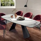 Tavolo Fisso con Base in Acciaio Nero e Piano in Laminato Made in Italy - Occhiali Viadurini