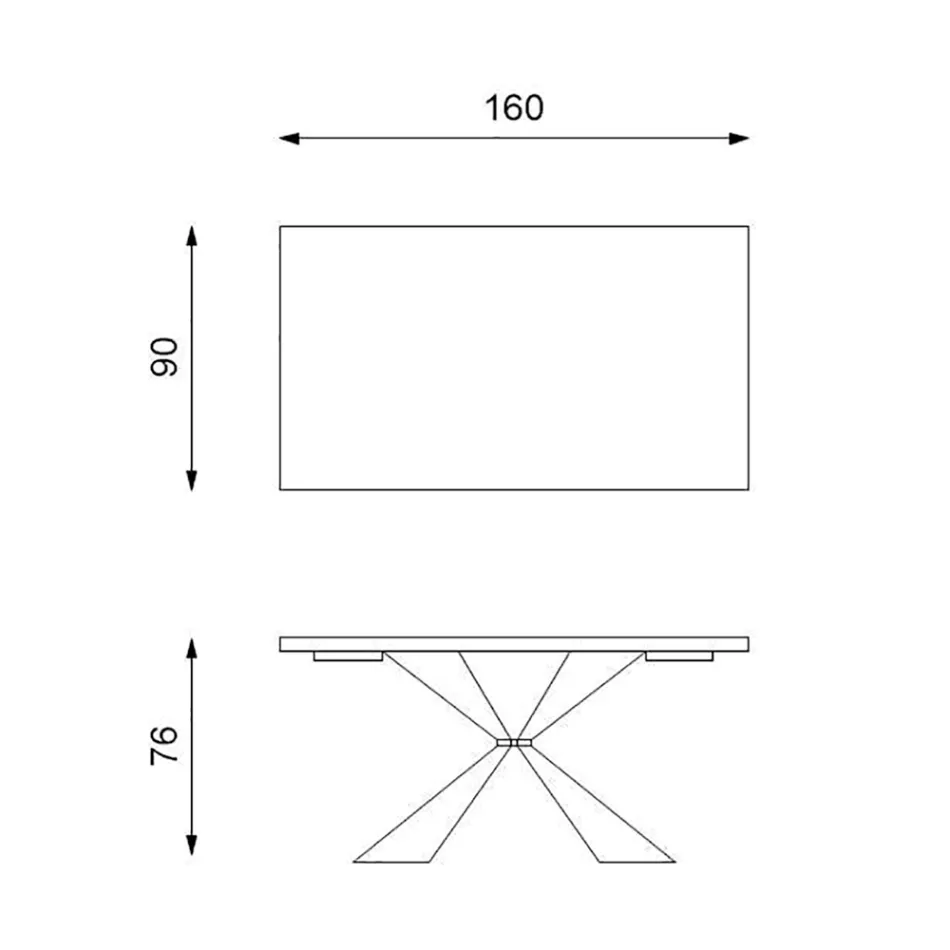 Tavolo Fisso con Base in Metallo e Piano in Rovere Impiallacciato - Marina Viadurini