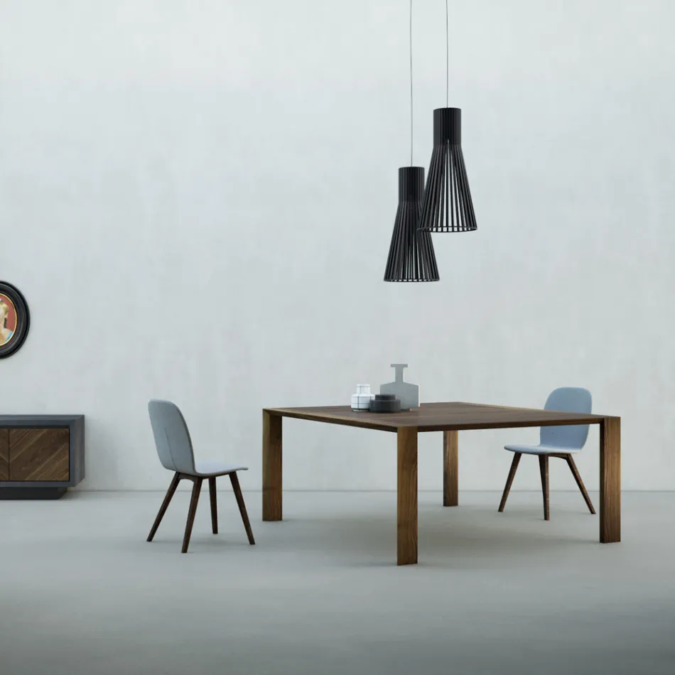 Tavolo Fisso con Piano Bisellato Noce Canaletto Made in Italy - Caspian Viadurini