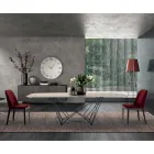 Tavolo Fisso con Piano in Ceramica a Botte e Base in Acciaio Made in Italy - Ezzellino  Viadurini