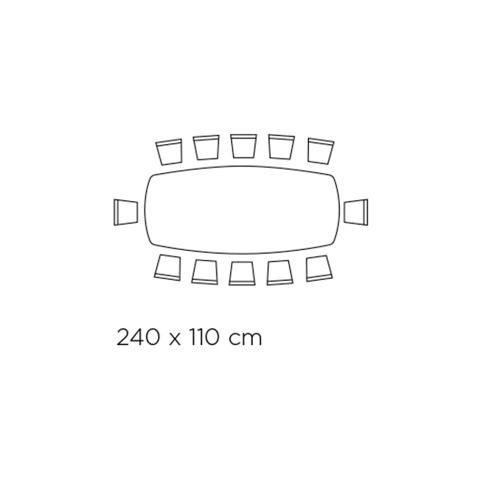 Tavolo Fisso con Piano in Vetro a Botte e Base in Acciaio Made in Italy - Ezzellino  Viadurini