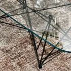 Tavolo Fisso con Piano in Vetro a Botte e Base in Acciaio Made in Italy - Ezzellino  Viadurini