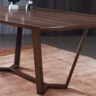 Tavolo Fisso con Piano Sagomato e Basamento in Legno Made in Italy - Digory Viadurini