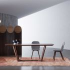 Tavolo Fisso con Piano Sagomato e Basamento in Legno Made in Italy - Digory Viadurini