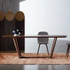 Tavolo Fisso con Piano Sagomato e Basamento in Legno Made in Italy - Digory Viadurini