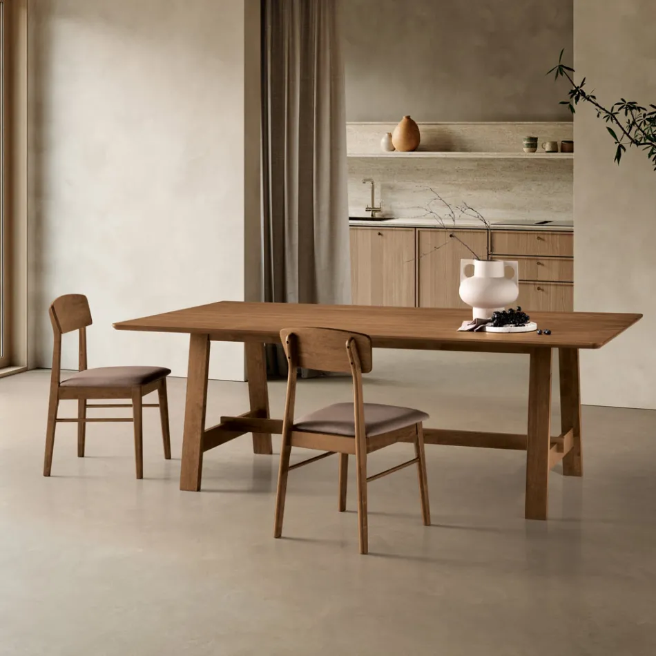 Tavolo Fisso da Otto Posti con Finitura in Mdf in Due Colorazioni - Talia Viadurini