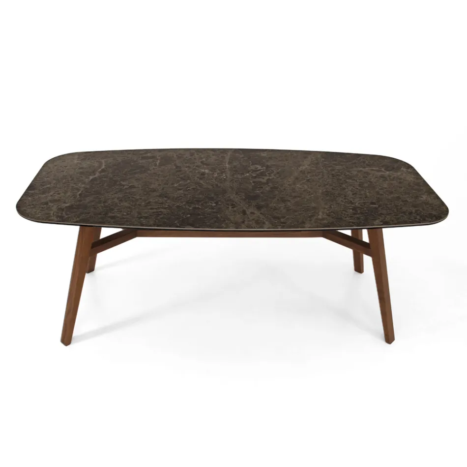 Tavolo Fisso da Pranzo in Ceramica Emperador Lucido Made in Italy - Nord Viadurini