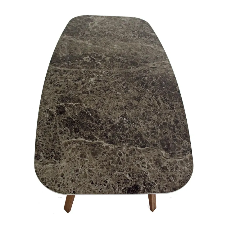 Tavolo Fisso da Pranzo in Ceramica Emperador Lucido Made in Italy - Nord Viadurini