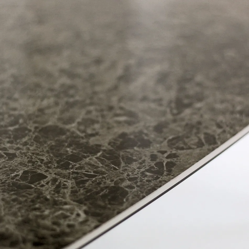 Tavolo Fisso da Pranzo in Ceramica Emperador Lucido Made in Italy - Nord Viadurini