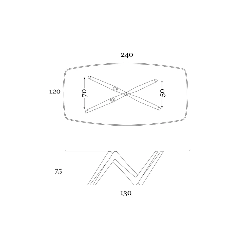 Tavolo Fisso da Pranzo in Vetro e Poliuretano Rigido Made in Italy - Lavanda Viadurini