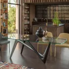 Tavolo Fisso da Pranzo in Vetro e Poliuretano Rigido Made in Italy - Lavanda Viadurini