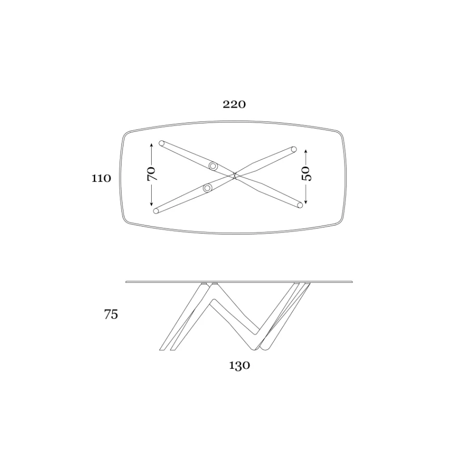 Tavolo Fisso da Pranzo in Vetro e Poliuretano Rigido Made in Italy - Lavanda Viadurini