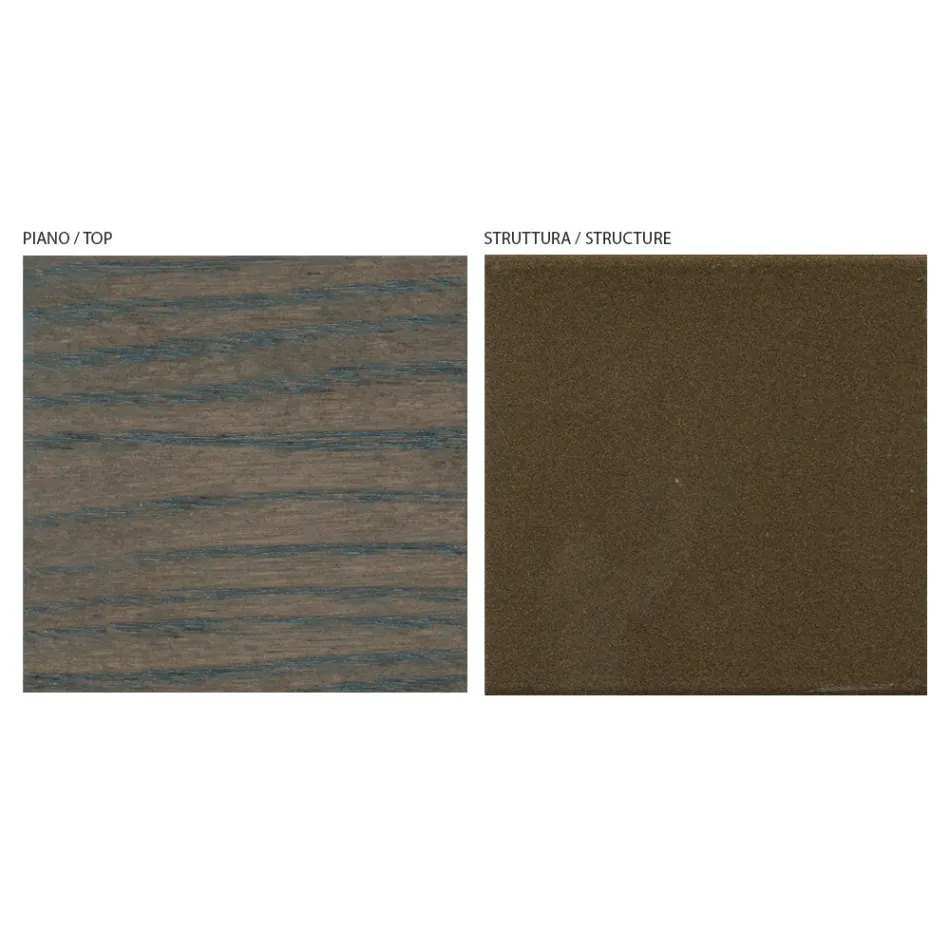 Tavolo Fisso da Salotto in Legno Massello con Piedistallo Centrale - Luuk Viadurini