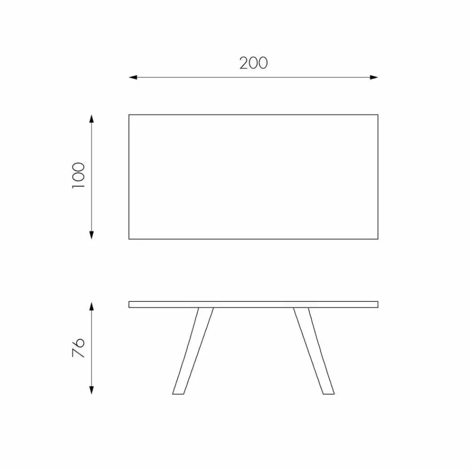 Tavolo fisso impiallacciato rovere e base in metallo nero Logan Viadurini