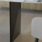 Tavolo Fisso in Metallo e Piano in Ceramica Arabesque Lucido - Eronte Viadurini