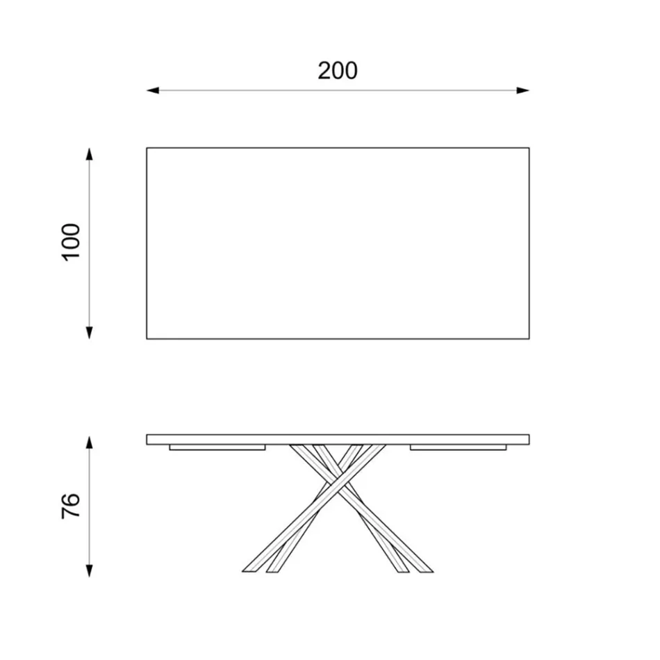 Tavolo Fisso in Rovere Impiallacciato e Base in Metallo Nero - Skipper Viadurini